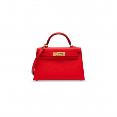 HERMÈS MINI KELLY II EPSOM HEART RED GOLD BUCKLE (19*12*5.5cm) 